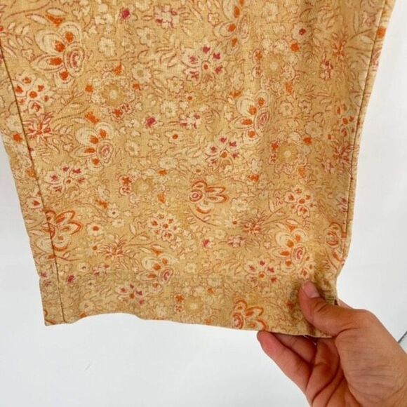 Vintage Woolrich Wicker Floral Linen Blend Crop Capri Pants Orange yellow Size 8 - Picture 8 of 12